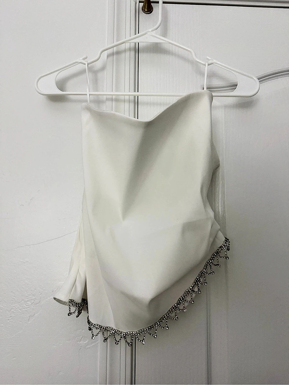 ZARA Strapless White Top with Rhinestones White NWT